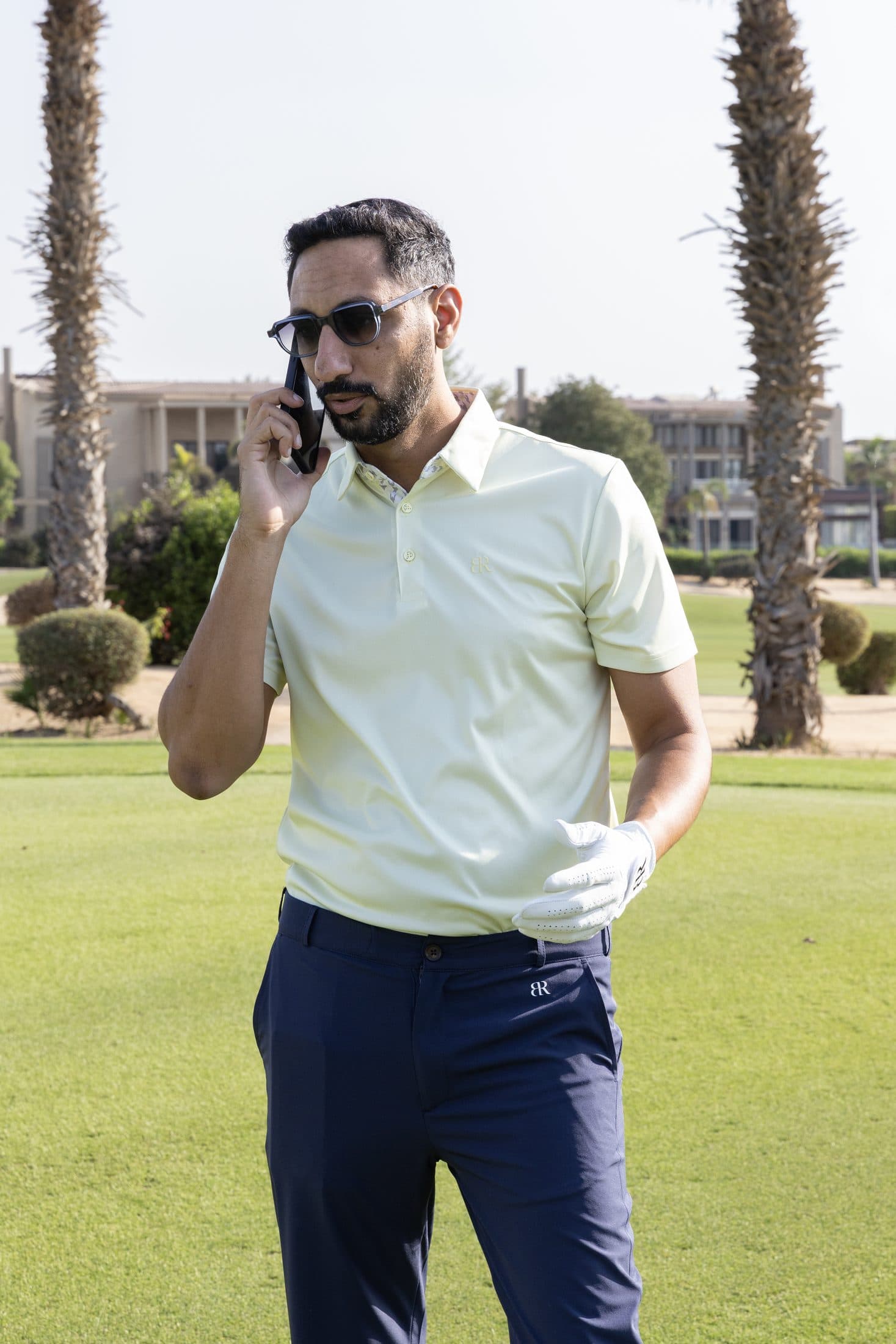 Ahmed Gheith in Beyond Reason golf wear on the course